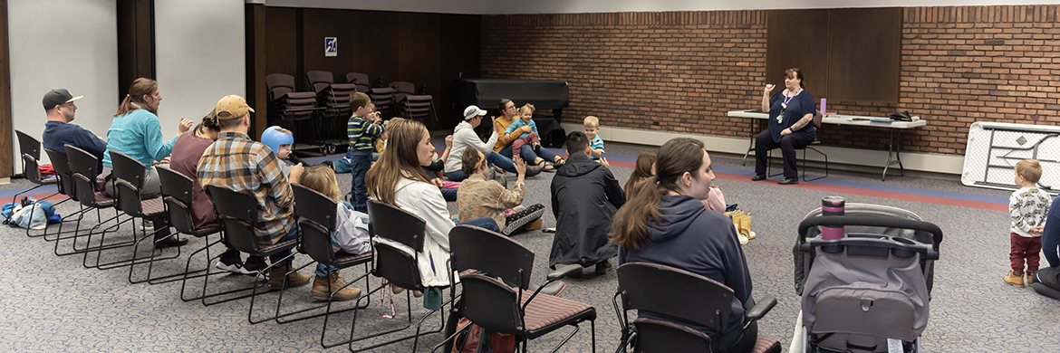 Youth Storytime member in a row at La Cross Public Library