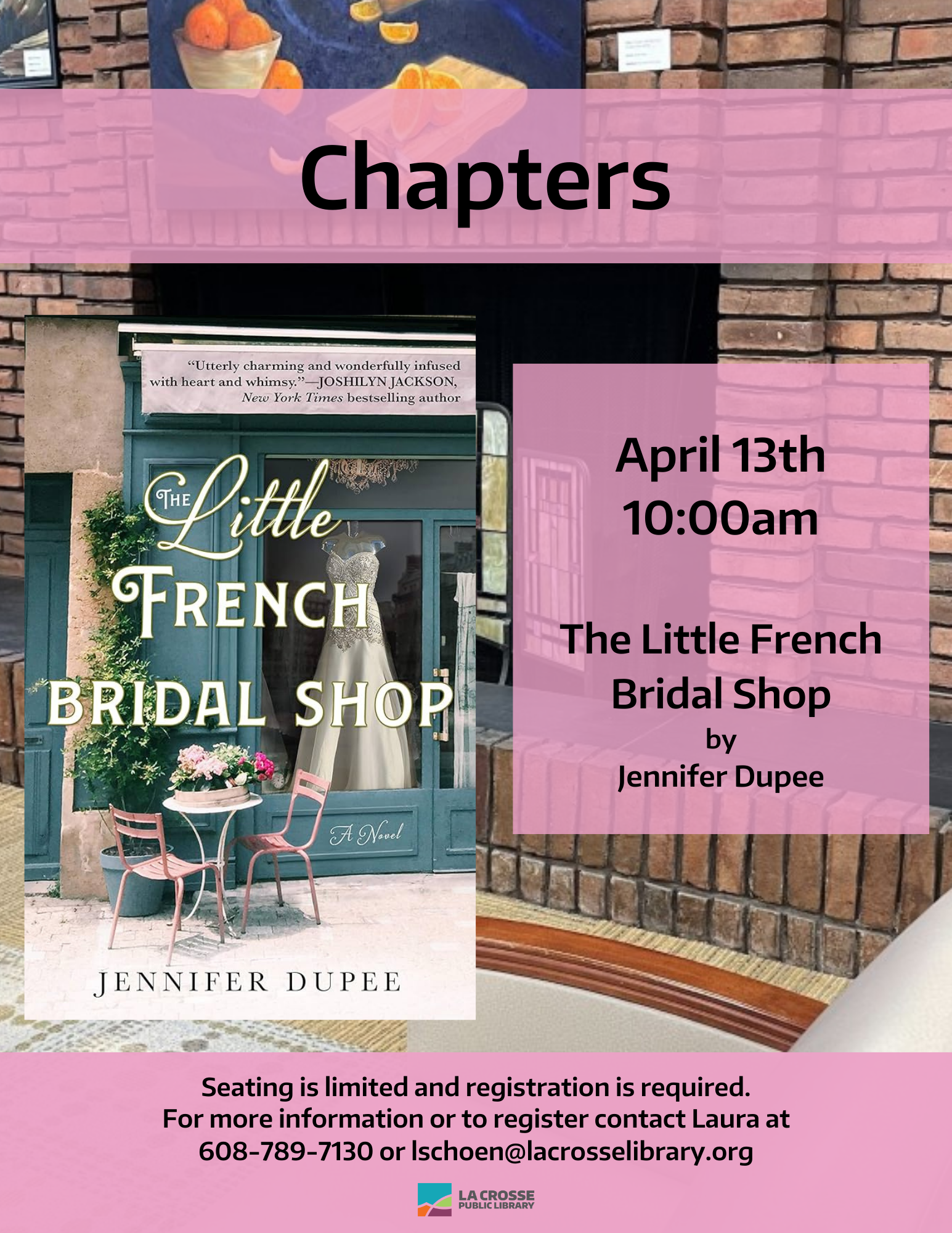 The Little French Bridal Shop book discussion April 13th 10:00am