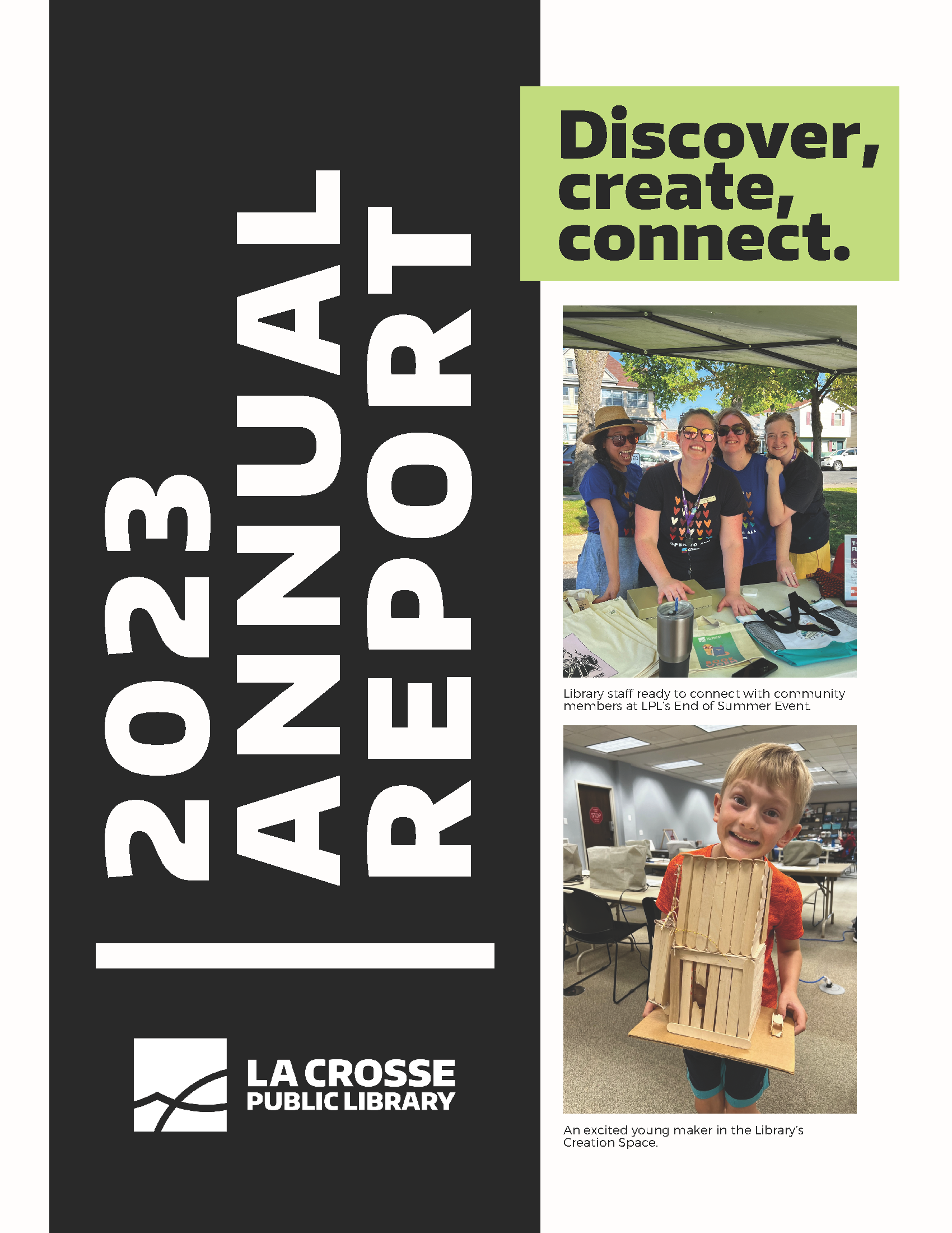 2023 Annual Report Cover: Discover, Create, Connect