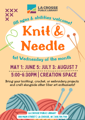 Knit & Needle Poster with yarn balls
