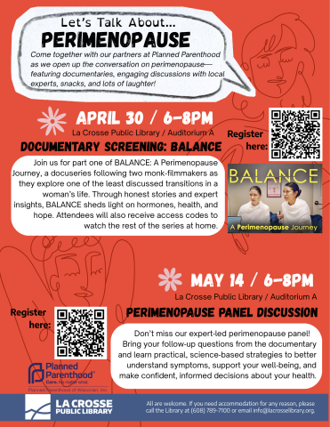 Let's talk about perimenopause - background of feminine line drawings