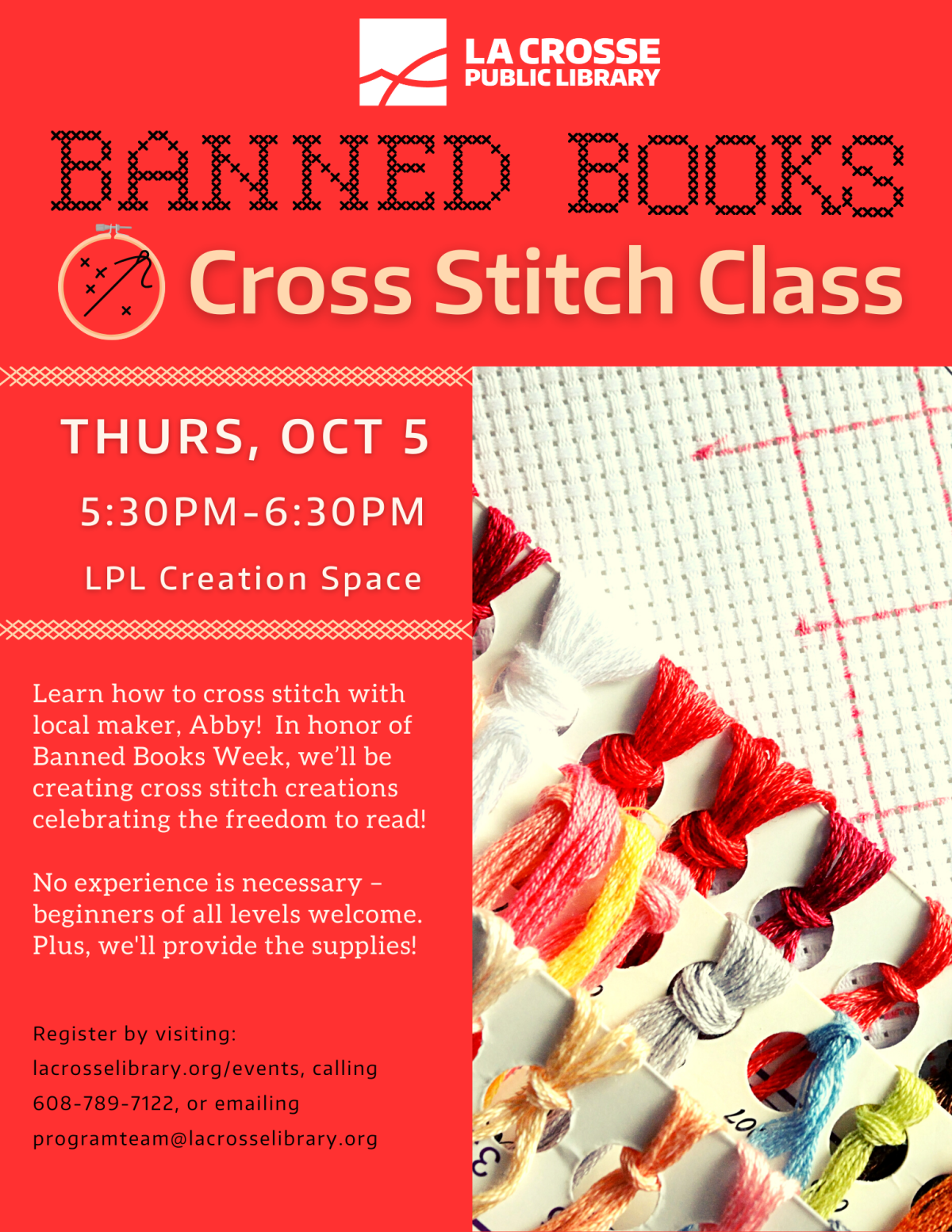 Aida cloth and embroidery floss