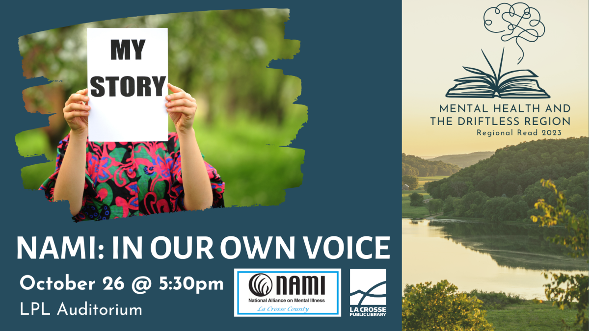 person holding sign reading "my story"