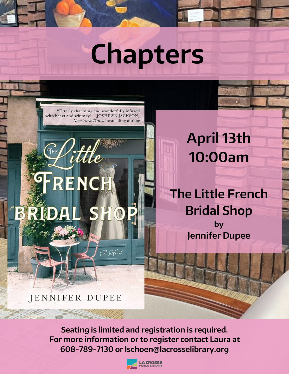 The Little French Bridal Shop book discussion April 13th 10:00am