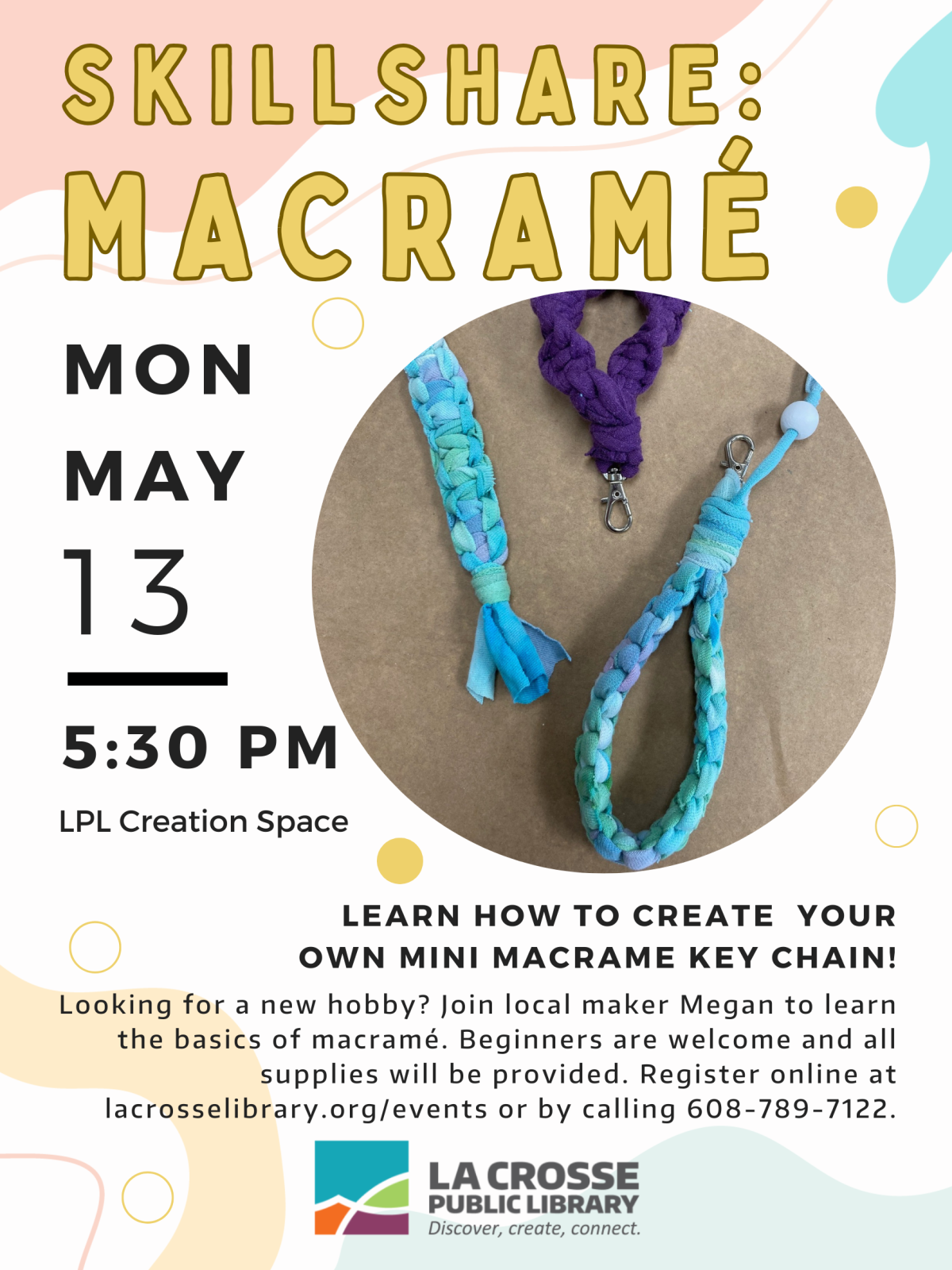 colorful macrame knots forming a keychain