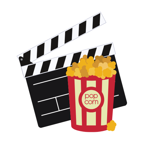 Clapboard and popcorn
