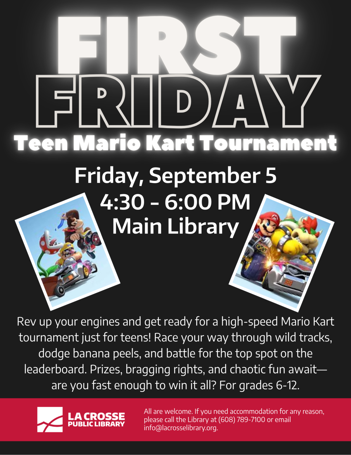 First Friday: Teen Mario Kart Tournament